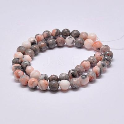 Natural Pink Zebra Jasper Beads Strands X-G-P231-01-10mm-1