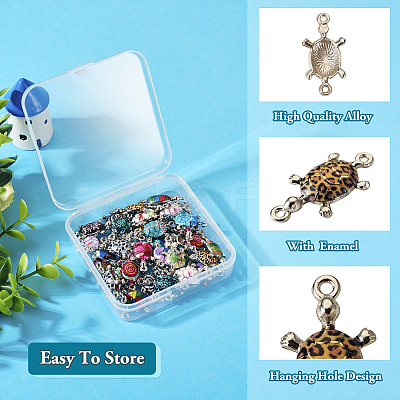 42Pcs 21 Colors Alloy Enamel Connector Charms ENAM-TA0001-78-1