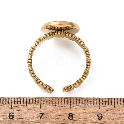 Flower 304 Stainless Steel Cuff Ring Components STAS-P454-05C-G-1