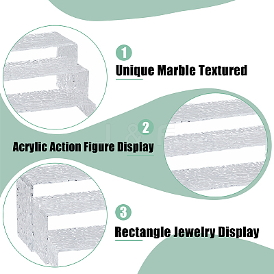 3Pcs 3 Sizes Marble Textured Acrylic Action Figure Display Risers ODIS-WH0030-52-1