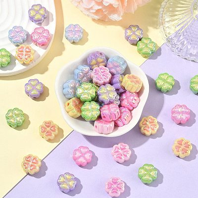 50Pcs UV Plating Opaque Acrylic Beads SACR-CJ0001-75-1