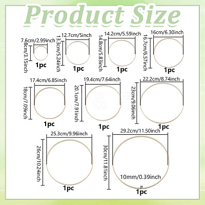 9Pcs 9 Styles Bamboo Embroidery Hoop Kit FIND-WH0126-848-1