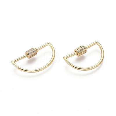Brass Micro Pave Cubic Zirconia Screw Carabiner Lock Charms ZIRC-I031-14G-1