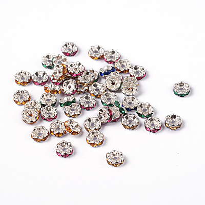 Brass Acrylic Rhinestone Spacer Beads RSB7mm-1