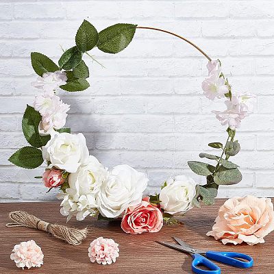 Iron Craft Hoop and Wood Pedestal Kit DIY-WH0343-71-1
