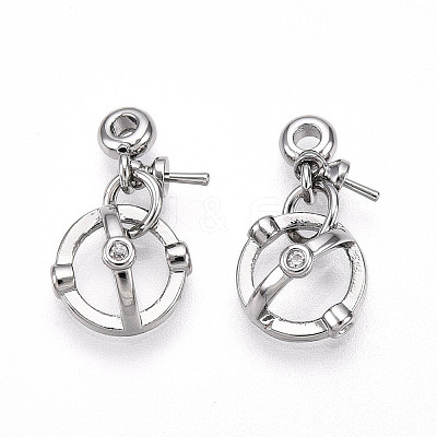 Brass Micro Pave Cubic Zirconia Peg Bails Pendants KK-U056-56P-1