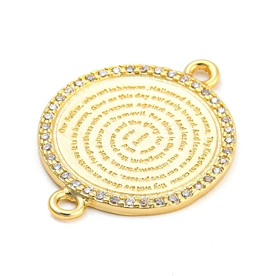 Rack Plating Brass Micro Pave Clear Cubic Zirconia Connector Charms KK-K332-17G-01-1