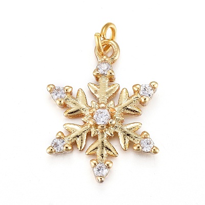Brass Micro Pave Clear Cubic Zirconia Pendants KK-I674-21G-1