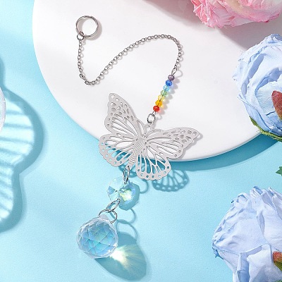 Glass Teardrop Hanging Suncatchers HJEW-JM04654-03-1