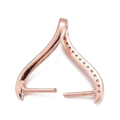 Rack Plating Brass Micro Pave Cubic Zirconia Ice Pick Pinch Bails KK-B056-01RG-1