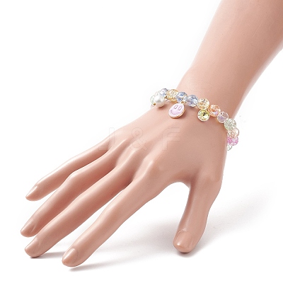 Bling Galss Round Beaded Stretch Bracelet BJEW-JB09242-1