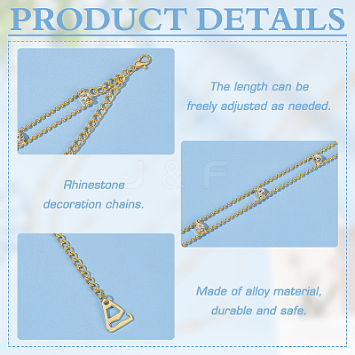 2 Pairs 2 Colors Zinc Alloy & Rhinestone Chain Shoulder Chains AJEW-FG0004-28-1