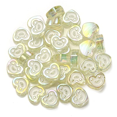 UV Plating Rainbow Iridescent Acrylic Enamel Beads OACR-G012-10B-1