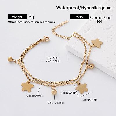 304 Stainless Steel Charm 2-Strand Bracelets for Women ER2642-3-1
