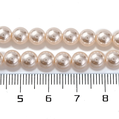 Baking Paint Pearlized Glass Pearl Round Bead Strands PEAR-H019-02B-02-1