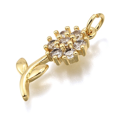 Rack Plating Brass Micro Pave Cubic Zirconia Pendants KK-K401-50B-G-1