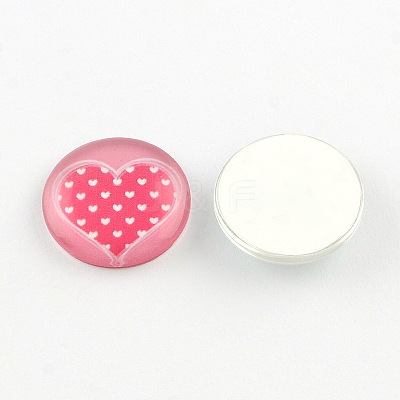 Half Round/Dome Heart Pattern Glass Flatback Cabochons for DIY Projects GGLA-Q037-10mm-47-1
