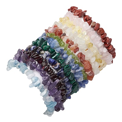 12Pcs 12 Styles Constellations Guardian Gemstone Stretch Bracelets BJEW-JB11147-1