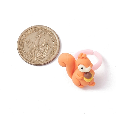 7Pcs 7 Style 3D Animals Resin Open Cuff Rings Set for Kids RJEW-JR00651-1