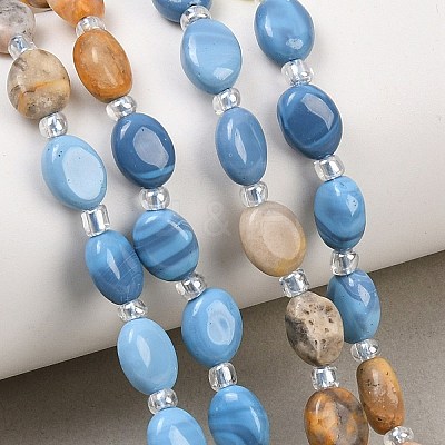 Natural Crazy Agate & Unakite & Quartz Crystal & Synthetic Blue Lace Agate & Lemon Jade Beads Strands G-Z135-A03-1