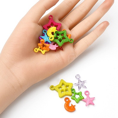 200Pcs 5 Styles Opaque Acrylic Pendants MACR-YW0002-60-1