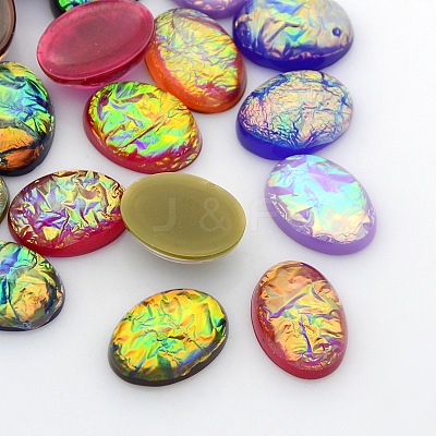 Oval Resin Imitated Opal Cabochons CRES-L008-M-1
