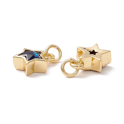 Brass Cubic Zirconia Charms FIND-Z005-02-1