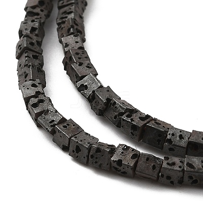 Electroplated Natural Lava Rock Beads Strands G-Q1009-B01-02B-1