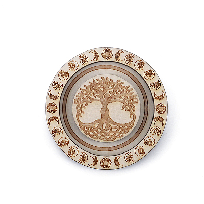 Flat Round Wood Bracelet Display Trays PAAG-PW0009-01E-1