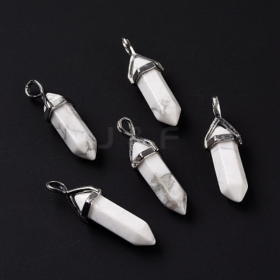 Natural Howlite Pointed Pendants G-K329-55P-1