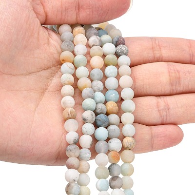 Natural Flower Amazonite Beads Strands X-G-G692-01F-6mm-1
