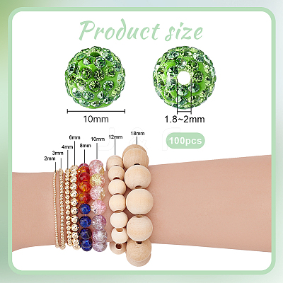 100Pcs Polymer Clay Rhinestone Beads RB-PH0001-43A-1
