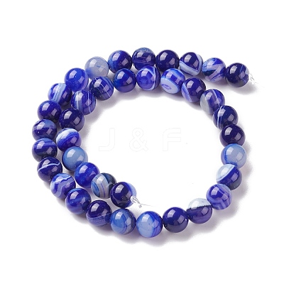 Natural Striped Agate/Banded Agate Beads Strands G-G582-10mm-64-1