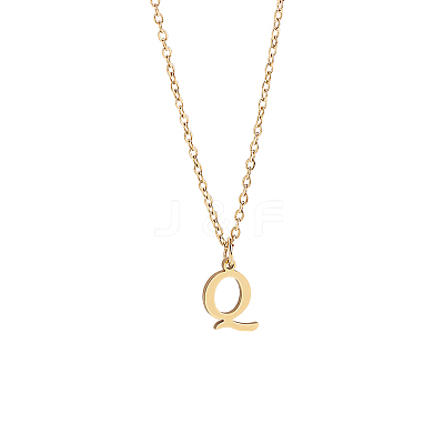 304 Stainless Steel Letter Pendant Necklaces NJEW-LP0001-53Q-G-1