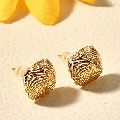 Brass Square Stud Earrings EJEW-Z083-04G-1