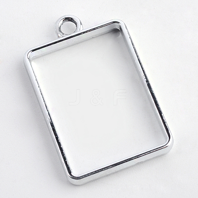 Rack Plating Alloy Rectangle Open Back Bezel Pendants PALLOY-S047-28D-FF-1