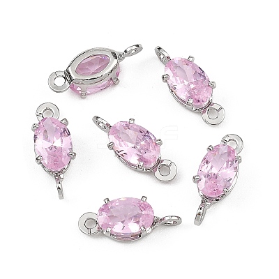 SHEGRACE Brass Pave Cubic Zirconia Oval Connector Charms XGRQ2O046-437B-P-1