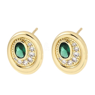 Brass Micro Pave Cubic Zirconia Stud Earrings EJEW-G471-13G-03-1