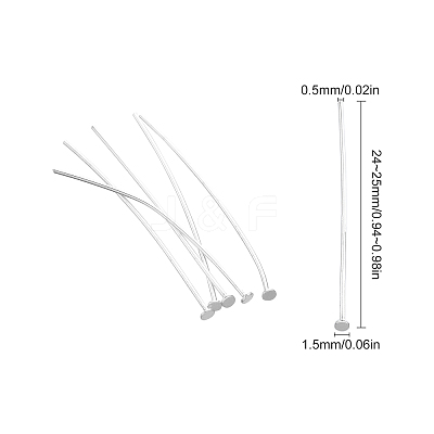 40Pcs 925 Sterling Silver Flat Head Pins STER-SC0001-08-1