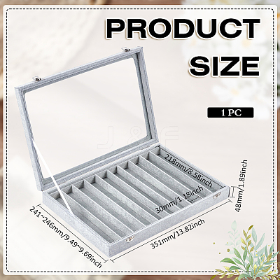 10 Grids Wood Covered with Velvet Watch Band Organizer Storage Cases with Visible Window Lid CON-WH0112-077-1