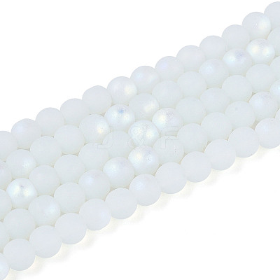 Frosted Imitation Jade Glass Beads Strands GLAA-T032-J4mm-MBB02-1