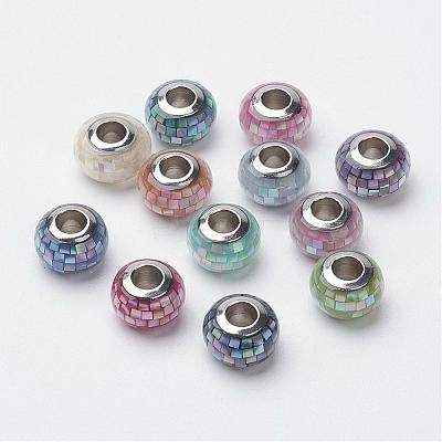 304 Stainless Steel Resin European Beads RPDL-G001-A-1
