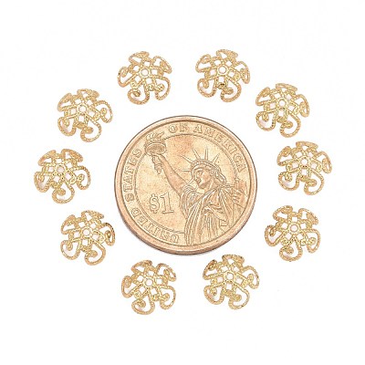 Flower Brass Fancy Bead Caps KK-P032-01-NR-1