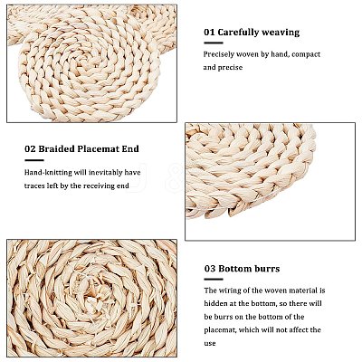 Handmade Corn Straw Woven Placemats AJEW-WH0016-79-1