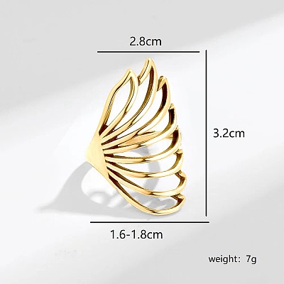 Minimalist Hollow Feather Brass Finger Ring for Women LS-UI5232-1-1