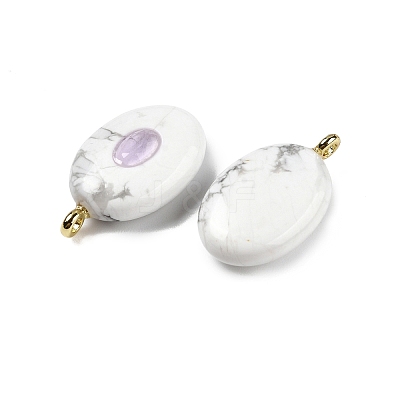 Natural Howlite & Cubic Zirconia Pendants G-Z076-01G-07-1