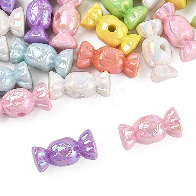 40Pcs UV Plating Opaque Acrylic Beads OACR-FS0002-27-1