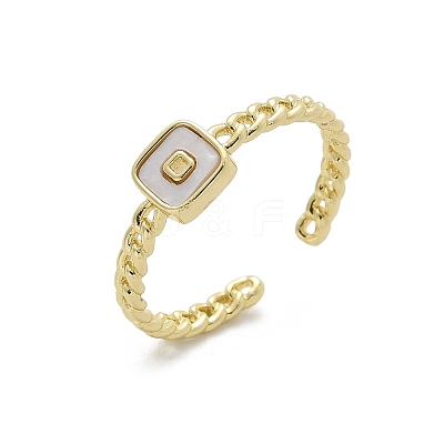 Brass Shell Cuff Rings for Women RJEW-C126-01G-1