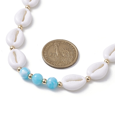 Adjustable Acrylic Shell Shape Beaded Necklaces NJEW-JN04639-1