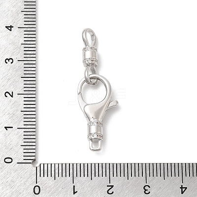 Brass Micro Pave Clear Cubic Zirconia Lobster Claw Clasps KK-Z137-17P-1